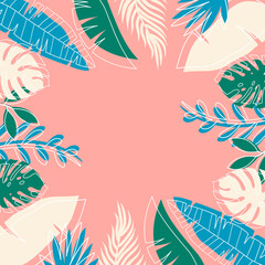 Wall Mural - Abstract tropical background. For the design of cards, posters, postcards and banners. Hand drawn elements.