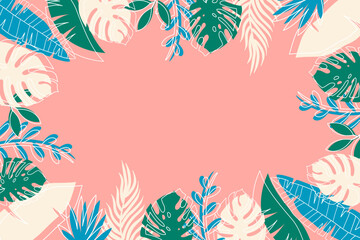 Wall Mural - Abstract tropical background. For the design of cards, posters, postcards and banners. Hand drawn elements.