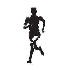 Wall Mural - Run, running man, front view, abstract isolated vector silhouette, front view