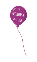 Poster - Air balloon with For Grandma with Love text semi flat color vector object. Birthday. Full sized item on white. Celebration simple cartoon style illustration for web graphic design and animation