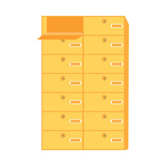 Poster - Letterboxes unit semi flat color vector object. Post equipment. Cells rack. Full sized item on white. Postal service simple cartoon style illustration for web graphic design and animation