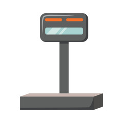 Poster - Industrial weighing scale semi flat color vector object. Digital device. Full sized item on white. Warehouse equipment simple cartoon style illustration for web graphic design and animation