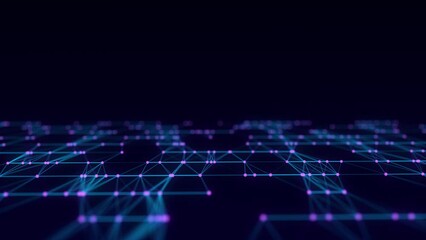 Poster - Technology blue wave with lines. Big data visualization. Analytics representation. Digital background. 3d rendering.