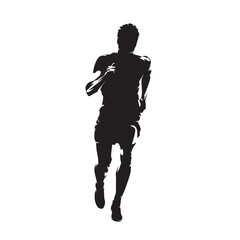 Wall Mural - Running man, isolated vector silhouette, front view. Run logo