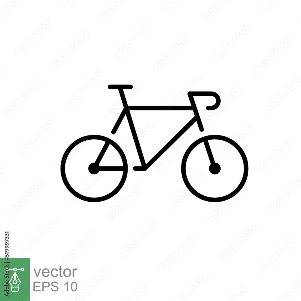 Bicycle icon. Simple outline style. Bike, race, transportation concept. Thin line vector illustration isolated on white background. EPS 10.