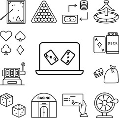 Poster - Online bet, laptop, casino icon in a collection with other items