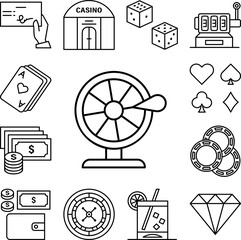 Poster - Wheel of fortune icon in a collection with other items