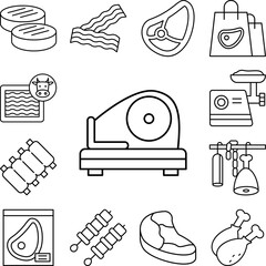 Poster - Meat slicer, meat icon in a collection with other items