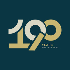 190 Year Anniversary Logo, Golden Color, Vector Template Design element for birthday, invitation, wedding, jubilee and greeting card illustration.