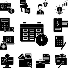 Poster - Calendar time icon in a collection with other items