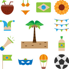 Palm Tree Color Icon In A Collection With Other Items