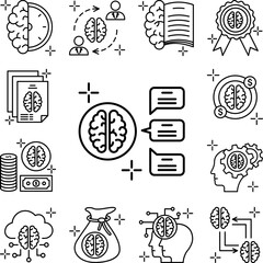Poster - Contact messages brain icon in a collection with other items