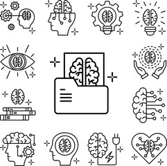 Poster - File brain icon in a collection with other items
