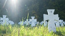 Cemetery Of Ukrainian Soldiers Who Died In World War II. Sunny Summer Day. 