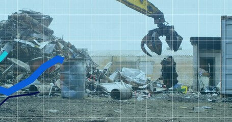 Poster - Animation of statistical data processing over grid network against crane operating at junkyard