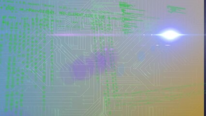 Poster - Digital animation of programming computer language moving over graphical interface background