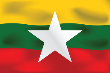 Wall Mural - National flag of Myanmar. Realistic pictures flag
