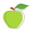 Drawing of an apple drawn with one continuous line