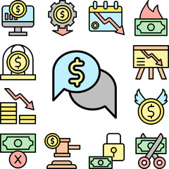 Poster - chat dollar icon in a collection with other items