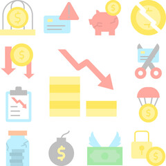 Poster - coin arrow icon in a collection with other items