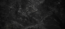 Dark Black Stone Background. Scary Black Concrete Texture. Stone Wall Background.
