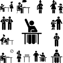 Poster - Student education school pictogram icon in a collection with other items