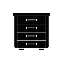 Poster - Filing cabinet icon in black flat glyph, filled style isolated on white background