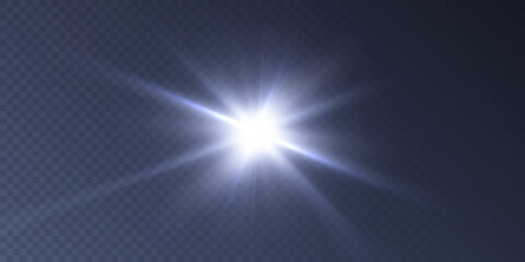 Poster - Bright light effect with rays and highlights for vector illustration.