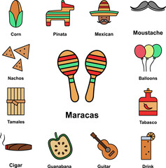Poster - Maracas icon in a collection with other items