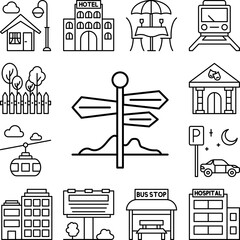 Poster - Road sign icon in a collection with other items