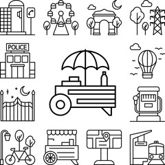 Poster - Food stall, umbrella icon in a collection with other items