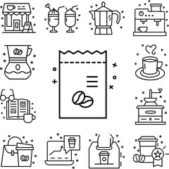 Poster - Coffee beans, bag, coffee shop icon in a collection with other items