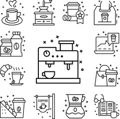 Poster - Machine, coffee, cup icon in a collection with other items