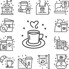 Poster - Coffee, drink, cup icon in a collection with other items