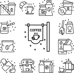 Poster - Coffee, cafeteria, bean icon in a collection with other items