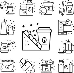 Poster - Coffee, sandwich, food icon in a collection with other items