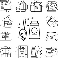 Poster - Coffee, beans, shop icon in a collection with other items