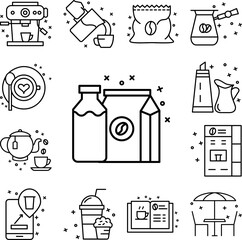 Poster - Milk, coffee, bag, bean icon in a collection with other items