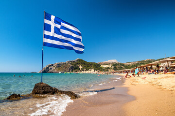 Wall Mural - Tsambika sandy beach at Rhodes island in Greece