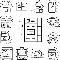 Poster - Coffee, machine, cup icon in a collection with other items