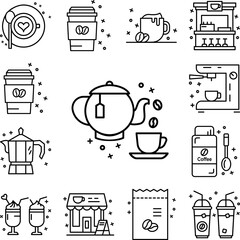 Poster - Coffee, cup, hot, drink icon in a collection with other items