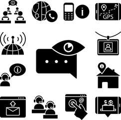 Poster - Chat bubble eye read icon in a collection with other items