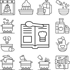 Poster - Book spoon icon in a collection with other items