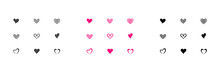 Red Heart Icons Set Vector