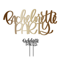 Wall Mural - Bachelorette party cake topper cut file. Pastry decoration vector design with stick.