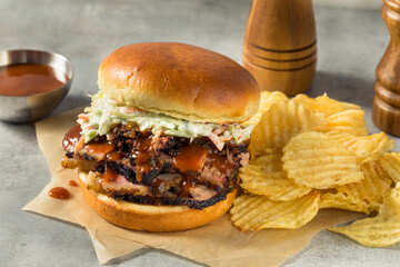 Canvas Print - Homemade Chopped Brisket Sandwich