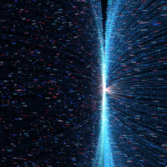 Poster - Technology background data flow/Technological background data transmission channel. Motion of digital data flow. Transferring of big data. Transfer and storage of data sets. 