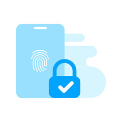 Poster - Protect with finger print on smartphone screen concept illustration flat design vector eps10. modern graphic element for landing page, empty state ui, infographic, icon