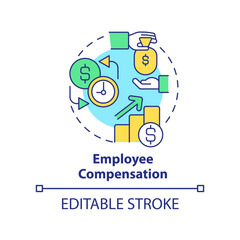 Wall Mural - Employee compensation concept icon. Ethical company behavior abstract idea thin line illustration. Wages and benefits. Isolated outline drawing. Editable stroke. Arial, Myriad Pro-Bold fonts used