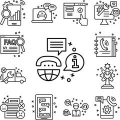 Poster - Global, chat, info, phone icon in a collection with other items